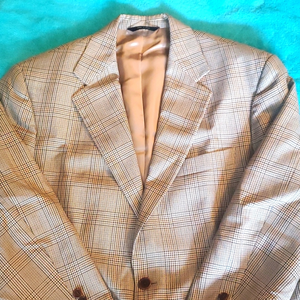 Khaki/Navy Tartan Wool Blazer